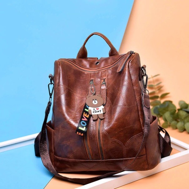 Mochila de mujer con colgante de oso E648 marrón