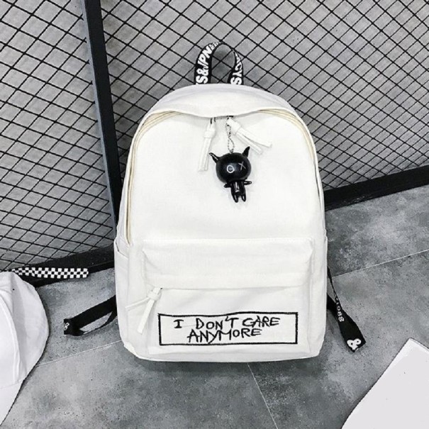 Mochila de mujer con colgante E619 blanco