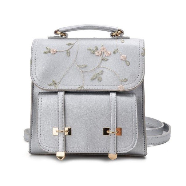 Mochila de mujer con flores gris