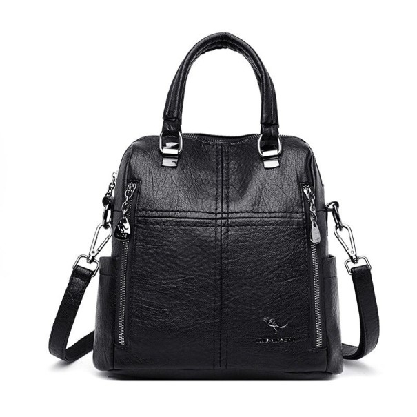 Mochila de piel para mujer E819 negro