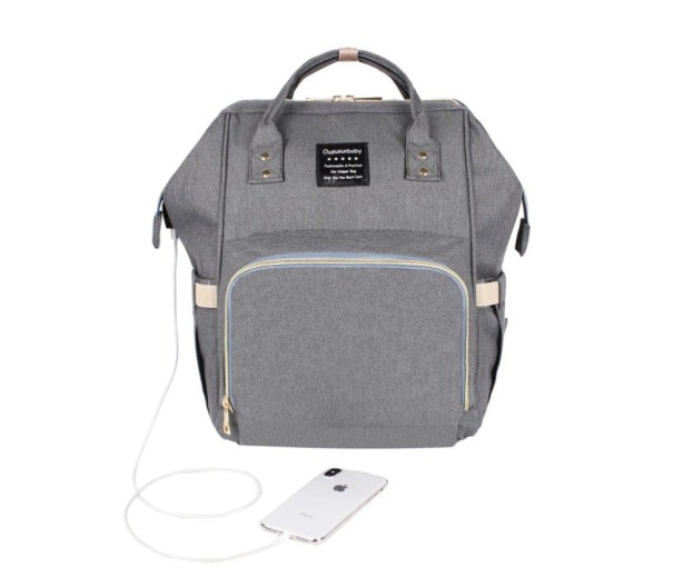 Mochila de viaje para mamás gris