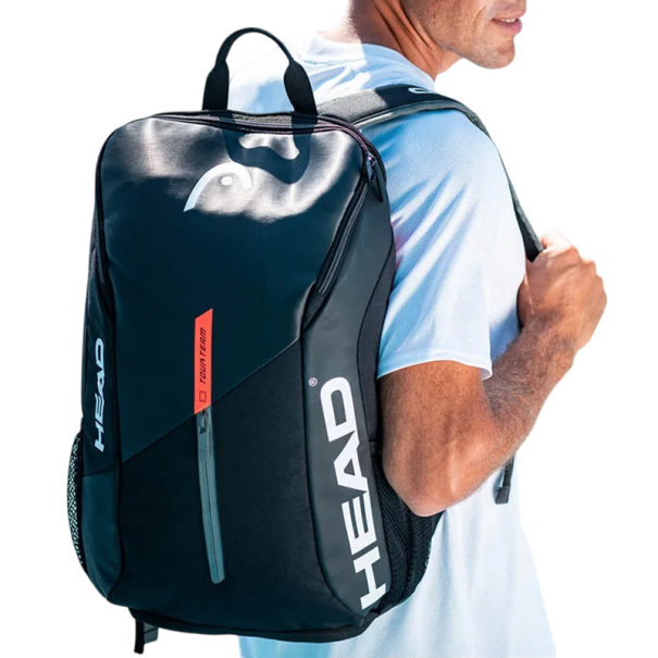 Mochila desportiva para raquete de ténis, roupa e sapatos 51 x 33,5 x 25 cm Poliéster impermeável + PU Mochila de ténis multifuncional preto