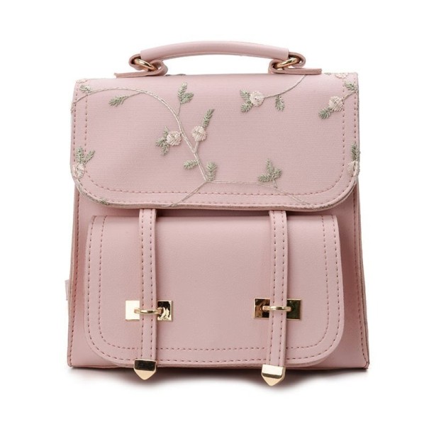 Mochila feminina com flores rosa