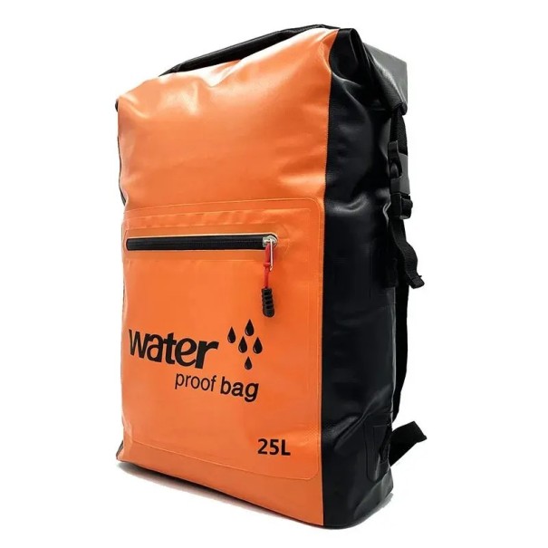 Mochila impermeable 25l PVC IPX6 48×32×14 cm Mochila de exterior para ciclismo, kayak, navegación, camping y natación Cierre enrollable Diseño impermeable naranja