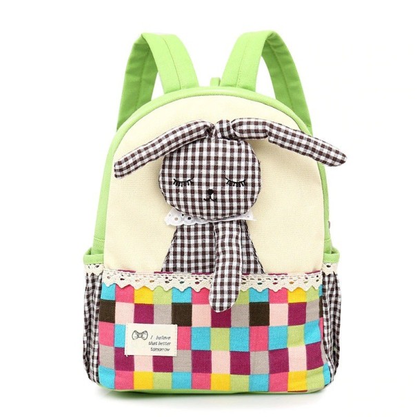 Mochila infantil com coelho E1229 verde claro