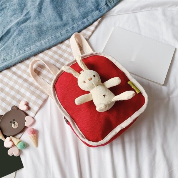 Mochila infantil com coelho vermelho