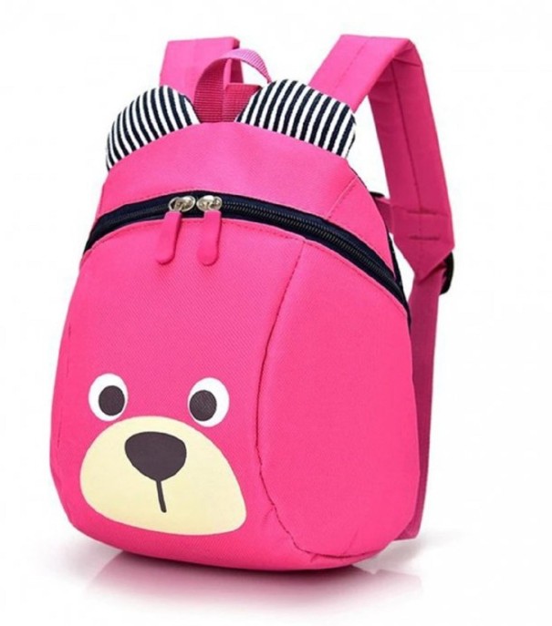 Mochila infantil con forma de osito de peluche rosa oscuro