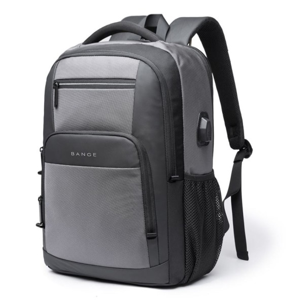 Mochila masculina com USB cinzento