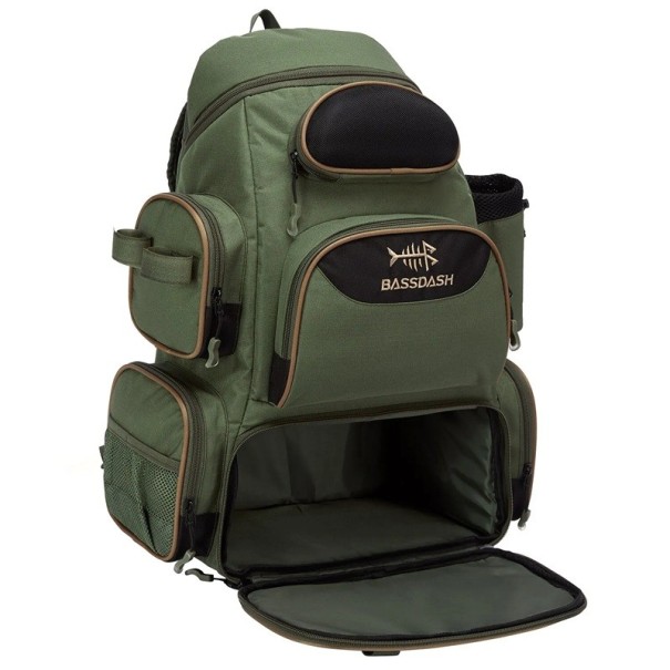 Mochila para aparejos de pesca, 50 x 40 x 20 cm, impermeable, espaciosa, organizador de peces, bolsa portátil para aparejos de pesca, accesorios de pesca verde