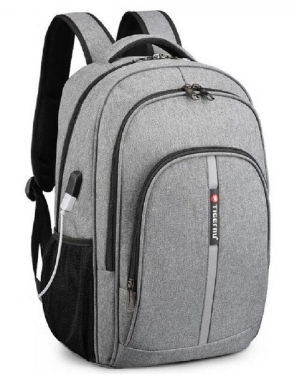 Mochila para hombre con USB E996 gris