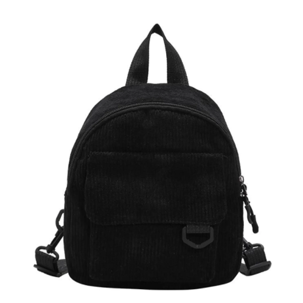 Mochila pequeña de pana de 19 x 9 x 23 cm, ligera, para mujer, de ciudad, de viaje, de ocio negro