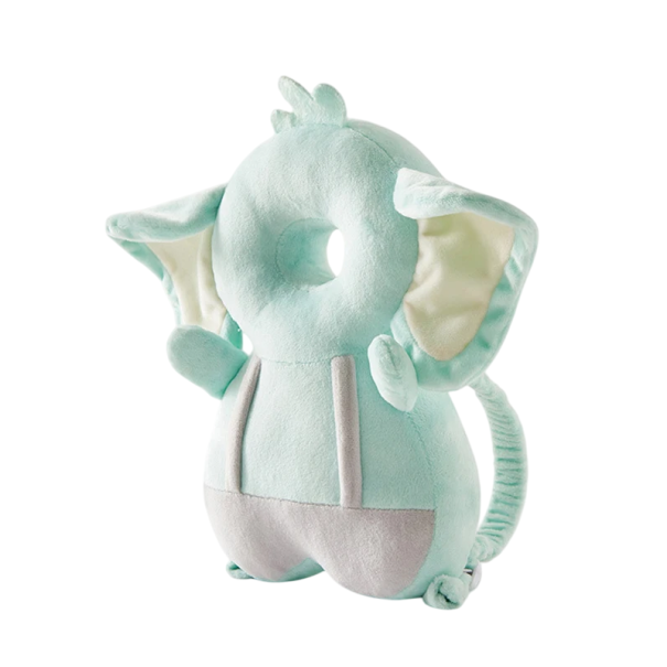 Mochila protetora almofada para bebés 30 x 20 cm Elefante verde menta Almofada de segurança para a cabeça Mochila infantil contra impactos 1