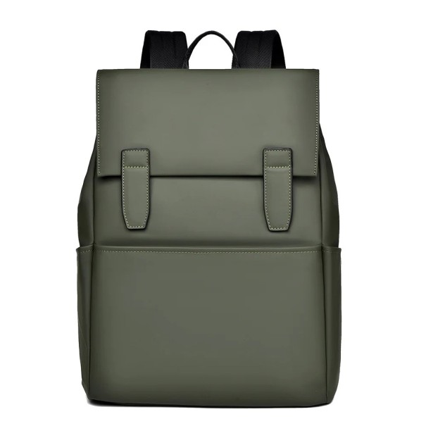 Mochila rectangular para hombre 31 x 13 x 42 cm Poliéster y cuero sintético Mochila urbana con solapa y hebillas Cómoda para el día a día verde