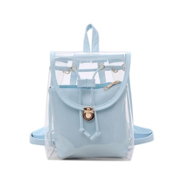 Mochila transparente para mujer E928 azul claro