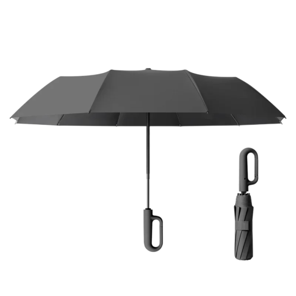 Mocny automatyczny składany parasol 125 cm Wiatroodporny parasol damski i męski z ochroną UV Parasol z uchwytem na każdą pogodę czarny