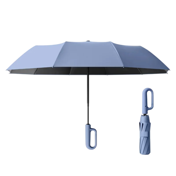 Mocny automatyczny składany parasol 125 cm Wiatroodporny parasol damski i męski z ochroną UV Parasol z uchwytem na każdą pogodę niebieski