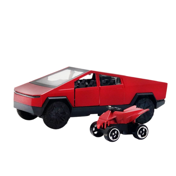 Model af metal pickup bil med firehjulstræk Realistisk miniature af personbil rød