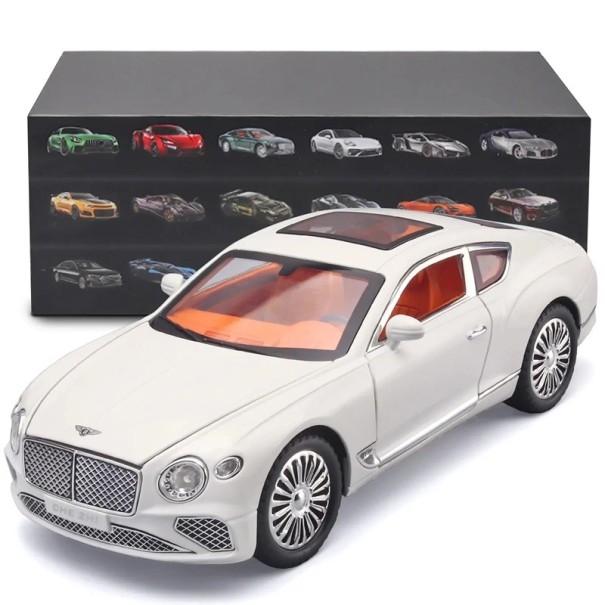 Model auta Bentley 1:24 Slitinový model luxusního sportovního vozu Detailní sběratelská miniatura Hračka pro děti Dekorativní model Luxusní dárek bílá