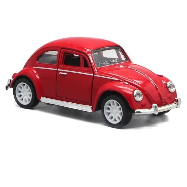 Model auta Brouk 1:36 Kovový model retro automobilu Detailní hračka pro děti Sběratelský model auta Stylový dárek pro milovníky aut červená