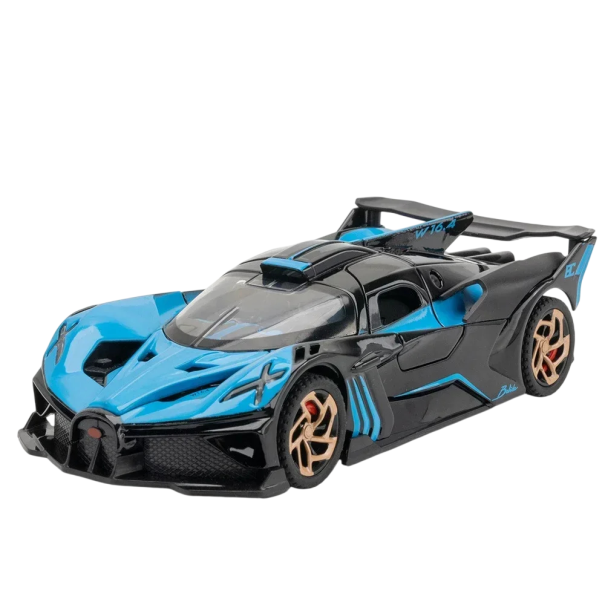 Model auta Bugatti Bolide 1:32 15,5 × 6,5 × 3,5 cm Kovový sběratelský model ze slitiny Sportovní hypersport dekorace pro sběratele modrá