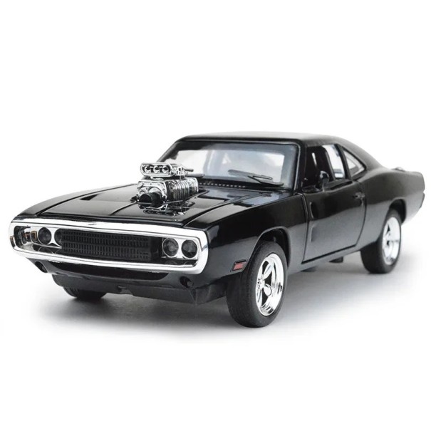 Model auta Dodge Charger 1:32 16,7 × 6 × 4,5 cm Kovový zberateľský model zo zliatiny Retro americký muscle car dekorácia pre zberateľov čierna