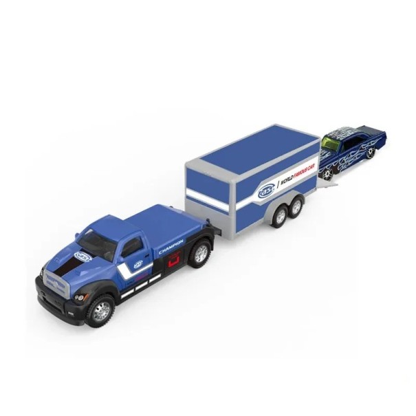 Model de automobil personal din metal cu remorcă și mașinuță mică Miniatură realistă albastru