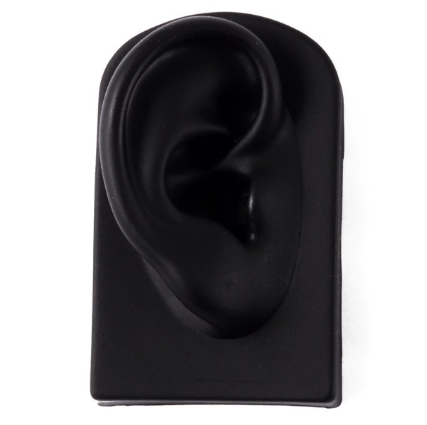 Model din silicon al urechii drepte 7,8 × 4,9 × 4 cm Model de antrenament moale pentru practica piercingului și tatuajului negru