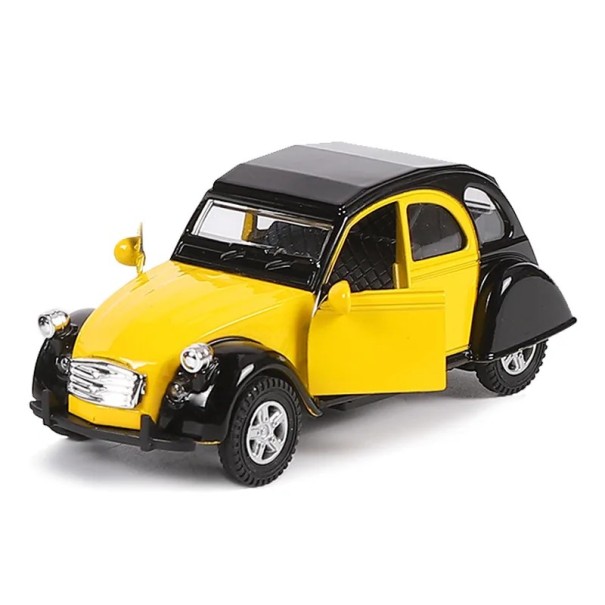 Model klasického auta 1:32 12,5 × 4,6 × 4,5 cm Kovový sběratelský model ze slitiny Retro veterán dekorace pro sběratele žlutá