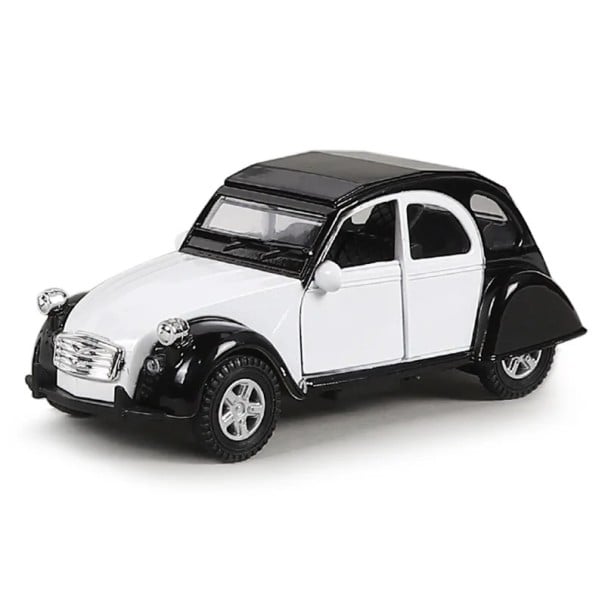 Model klasického auta 1:32 12,5 × 4,6 × 4,5 cm Kovový zberateľský model zo zliatiny Retro veterán dekorácia pre zberateľov biela
