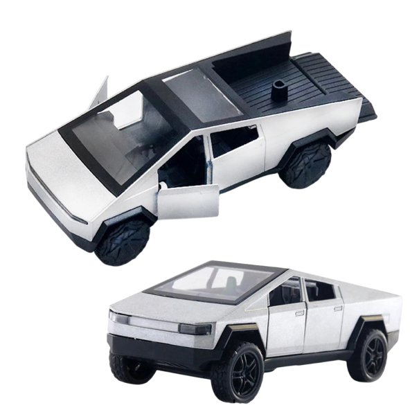 Model kovového pickup auta Realistická miniatura osobního vozu detailně zpracované autíčko stříbrná