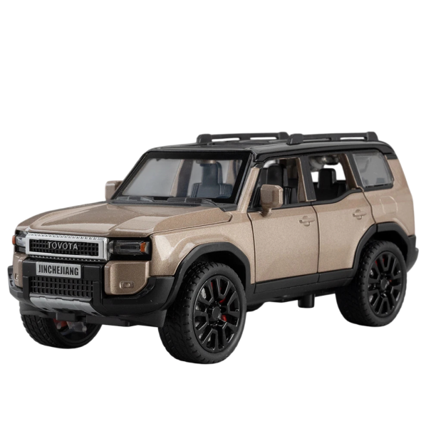 Model kovového SUV auta Realistický sběratelský model vozu Kovová replika SUV s detailním zpracováním a koly hnědá
