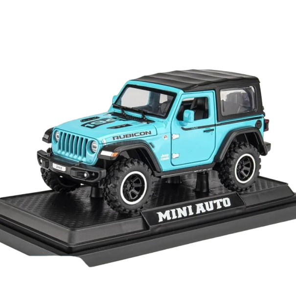 Model samochodu Jeep Wrangler w skali 1:32 15,5 x 7 x 7,5 cm niebieski