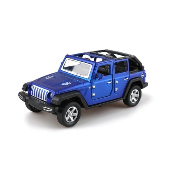 Model terénního auta Jeep Wrangler bez střechy 1:36 Off-road auto pro děti Otevřený model hračka pro chlapce Sběratelské autíčko modrá