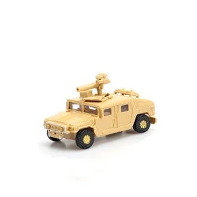 Model vojenského terénního vozidla Hummer měřítko 1:72 plastová stavebnice k sestavení armádní vojenská technika značka GSF žlutá