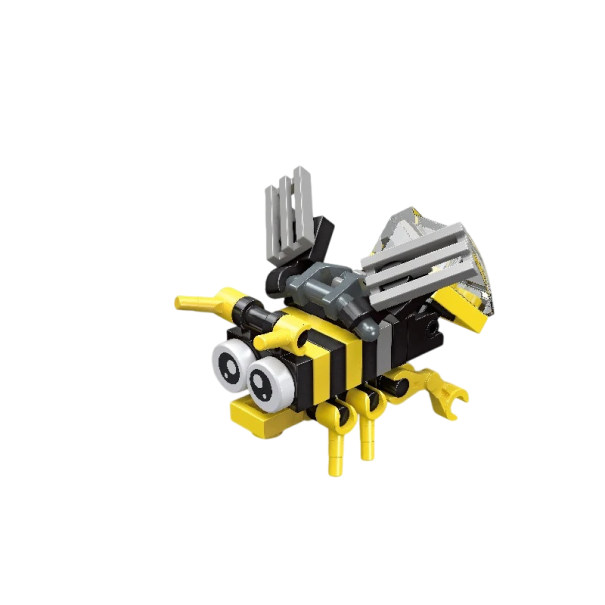 Modèle de construction 8 x 7 cm guêpe 27 pièces Modèle d'insecte noir et jaune en briques Guêpe stylisée avec ailes et yeux expressifs 1