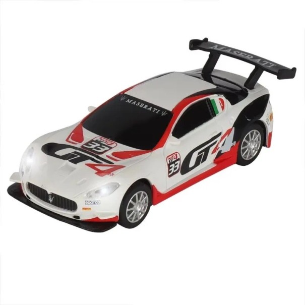 Modèle de voiture Maserati GT4 1:43 Blanc rouge modèle en plastique de coupé de sport de course Miniature détaillée de voiture de course Jouet pour enfants Cadeau 1