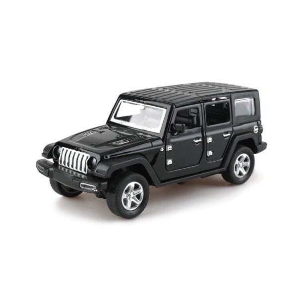 Modèle de voiture tout-terrain Jeep Wrangler 1:36 Modèle en métal voiture off-road pour enfants Portes ouvrantes Jouet pour garçons Modèle de collection noir