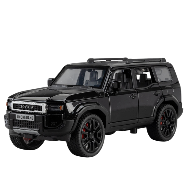 Modell av metall-SUV Bil Realistisk samlarmodell av fordon Metallreplika av SUV med detaljerad bearbetning och hjul svart
