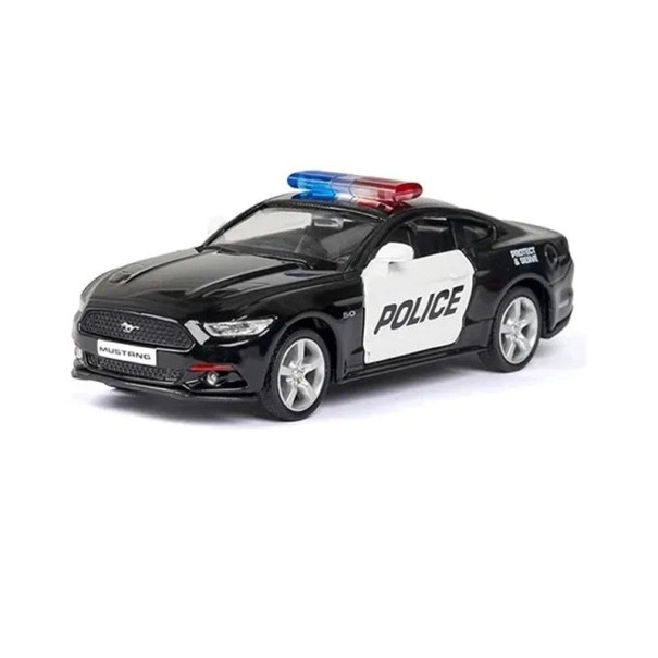 Modell av polisbil Ford Mustang 1:36 12,5 x 5,5 x 4 cm Metallkropp plastchassi Realistisk polis sportbil Leksak Present 1