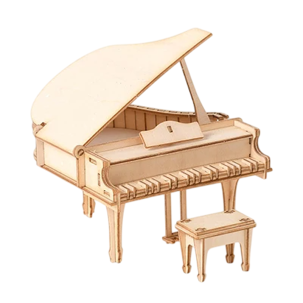 Modello di puzzle 3D in legno Pianoforte 116x122x128 mm DIY Miniatura musicale da assemblare regalo fatto a mano per bambini adulti e adolescenti 1