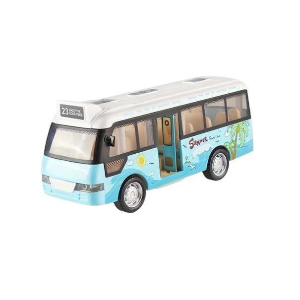 Modelo de autocarro urbano 1:64 15 x 6,5 x 5,2 cm Autocarro em plástico Veículo de transporte Brinquedo para crianças Modelo de colecionador Autocarro Presente azul