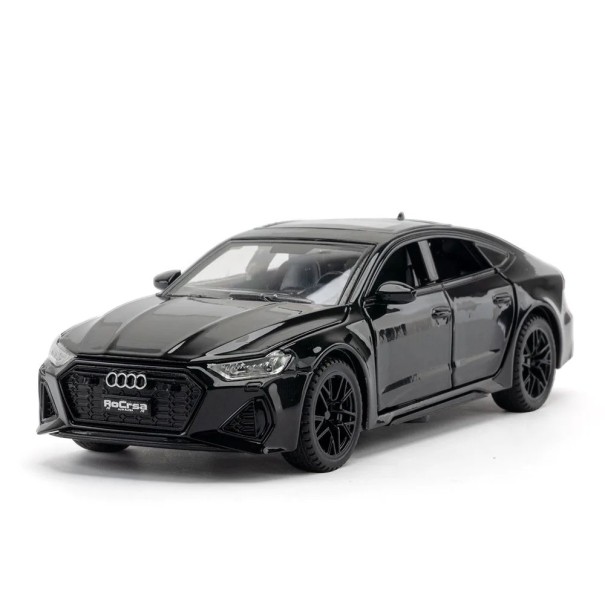 Modelo de automóvil metálico Audi RS7 Miniatura realista Detalle de la carrocería metálica negro