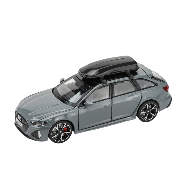 Modelo de carro Audi RS6 1:32 15,7 x 6,1 x 5,8 cm Carro em metal Liga de zinco e alumínio Modelo de colecionador Carro desportivo Brinquedo para crianças Presente cinzento