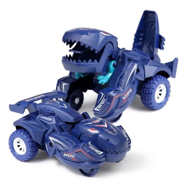 Modelo de carro deformável de dinossauro brinquedo de plástico Veículo transformável Modelo decorativo para crianças e colecionadores azul