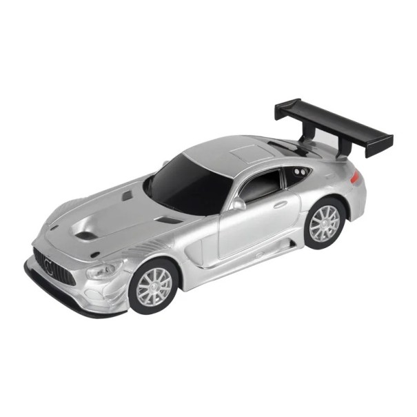 Modelo de carro Mercedes-AMG GT3 1:43 Modelo de plástico prateado de carro desportivo de corrida Miniatura detalhada de carro de corrida Brinquedo para crianças Presente 1