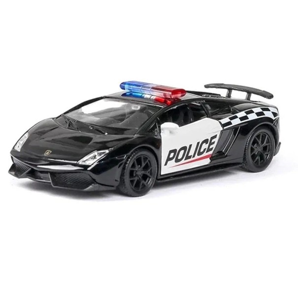 Modelo de coche de policía Lamborghini 1:36 12,7 x 5,7 x 3,5 cm Cuerpo de metal chasis de plástico Superdeportivo de policía realista Juguete 1