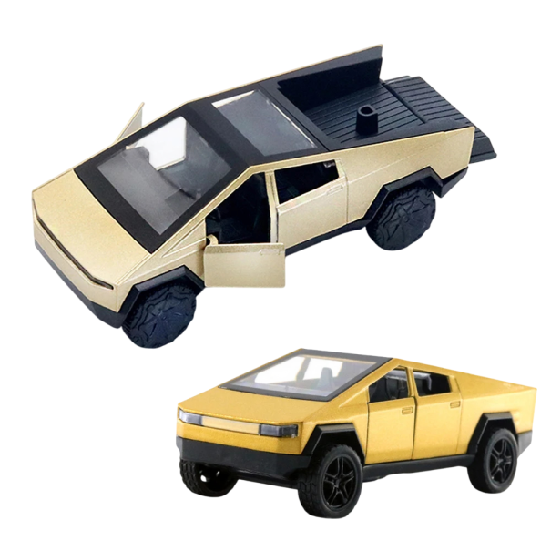 Modelo de pickup em metal Miniatura realista de um veículo pessoal carro em miniatura detalhadamente trabalhado dourado