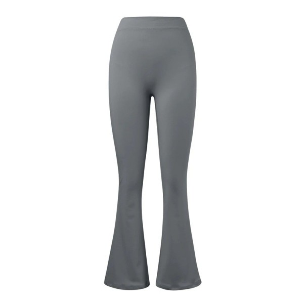 Moderigtige ensfarvede dameleggings med V-formet talje Push-up-effekt Høj talje Slim fit Svajer i benene Elegante, figursyede bukser til afslappet brug grå M
