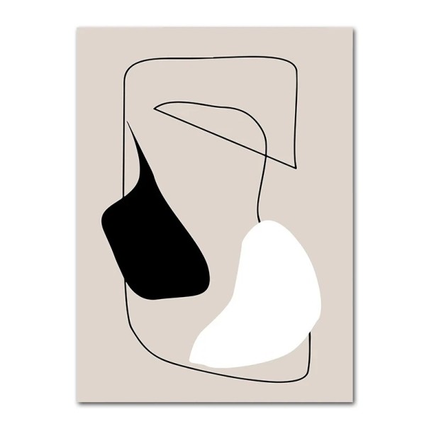 Modern falikép absztrakt vonalakkal és formákkal 50 × 70 cm vászonnyomtatás fekete-beige minimalista dekoráció keret nélkül 1