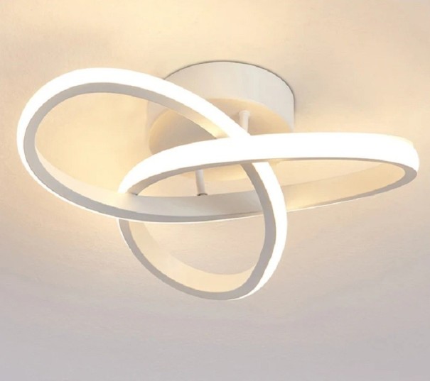 Modern ljuskrona med LED-ljus med 3 justerbara färger Taklampa med justerbar färgtemperatur Taklampa i modern stil 24 x 10 cm vit